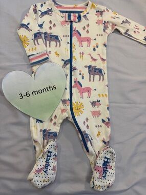 Hatley - Cream and Pink Footie/Sleeper with Whimsical Animal Print